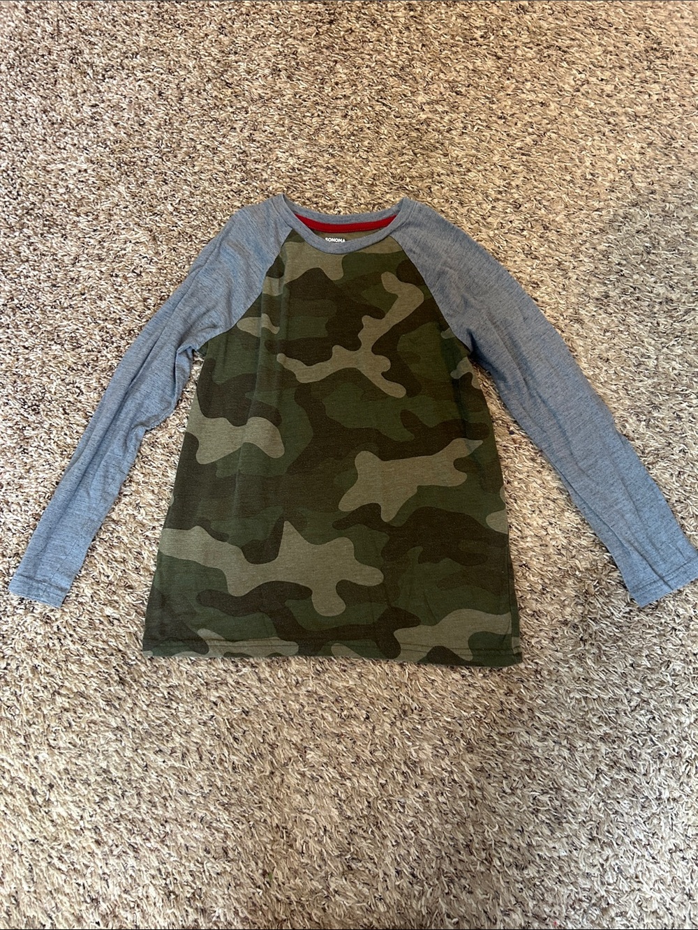 Sonoma Green Camo Raglan Long-Sleeve Tee with Gray Sleeves